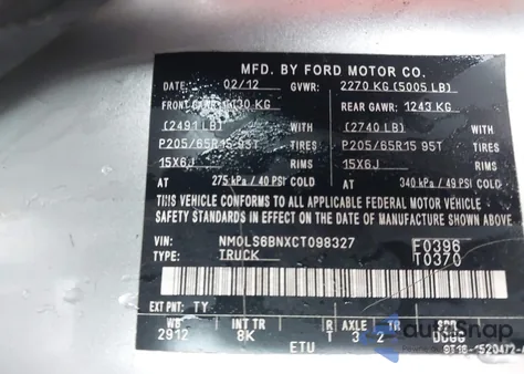 2012 Ford Transit Connect Xlt from USA, damaged, VIN NM0LS6BNXCT098327